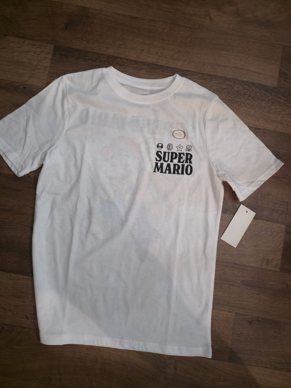 Hybrid Apparel White Super Mario Kids Short Sleeve Tee